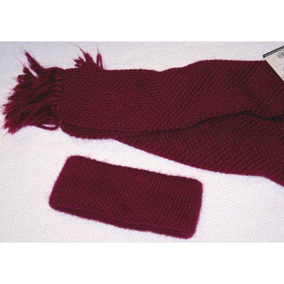 NWT ARIS Thermal Puff Scarf + Headband - Wine Hollyberry- USA - Picture 2 of 7